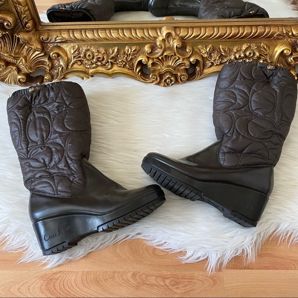 Coach Cantina Logo Wedge Moon Boots - Picture 12 of 14